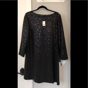 NWT Large Black Sequined Tahari Shelia Tunic Dress